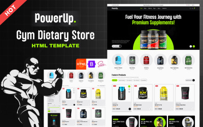 Power Up - Gezondheid &amp;amp; Fitness Voedingssupplement Product HTML-sjabloon