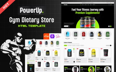 Power Up - Health &amp;amp; Fitness Doplněk stravy HTML šablona produktu