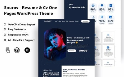 Sourov - Resume &amp;amp; Cv One Pages WordPress Theme