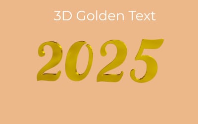 Efeito de texto dourado brilhante em estilo 3D 2025