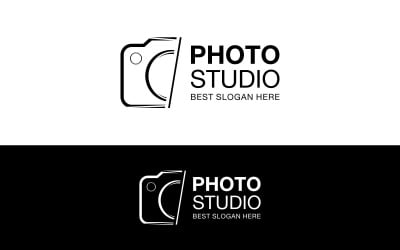 Logo de studio de photographie avec appareil photo