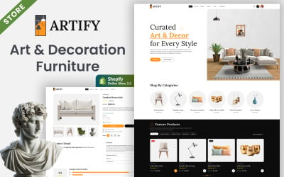 Artify - Dekoracje domu, projektowanie wnętrz, malarstwo, sztuka i sklep meblowy Motyw Shopify