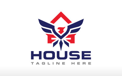 Eagle House-logo Phoenix House-logo Onroerend goed-logo-ontwerp Patriottisch huis-logo