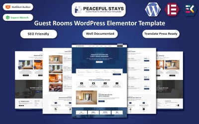 Peaceful Stays – Gästezimmer, Hotel &amp;amp; Resort WordPress Elementor Vorlage