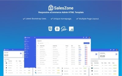 SalesZone - Modèle d&amp;#39;administration HTML réactif pour le commerce électronique