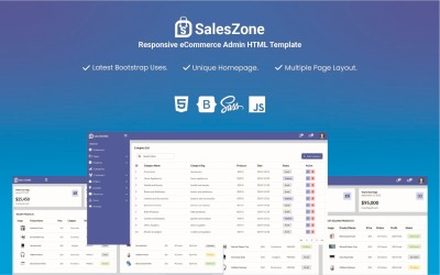 SalesZone - Modèle d'administration HTML réactif pour le commerce électronique