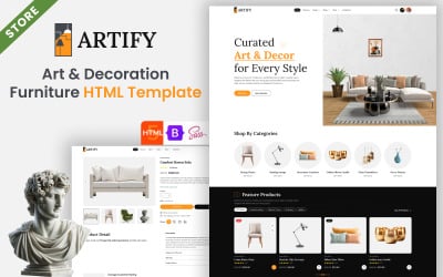 Artify - Sanat ve Modern Dekorasyon Tasarım Stüdyosu HTML Şablonu