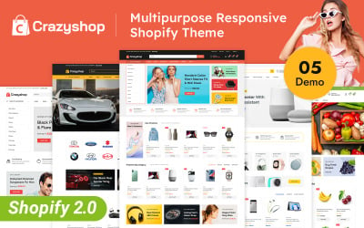 Crazyshop – адаптивна тема для багатофункціональних розділів Shopify 2.0