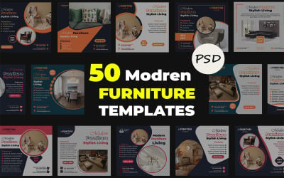 Furniture &amp;amp; Woodwork Social Media Posts - 50 Editable Photoshop Templates for High Engagement