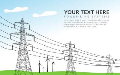 High voltage electric transmission tower Power system electricity pole Energy pylon Wind turbine