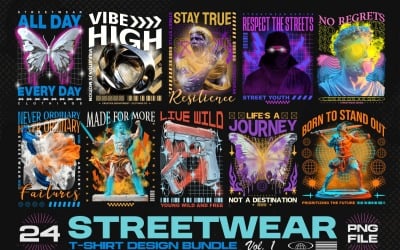 Streetwear Graphic T-shirt Designs Bundle Vol1