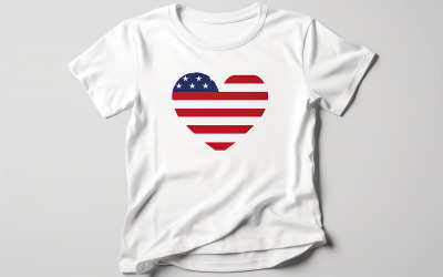 T-Shirt mit USA-Flagge, weißes T-Shirt mit amerikanischer Flagge