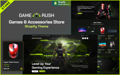 Game Rush UI – Gaming felszerelések és kiegészítők Shopify téma