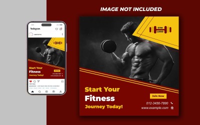 Yoga Fitness Gym Promotional Social Media PSD Raster Banner Template - Template 23