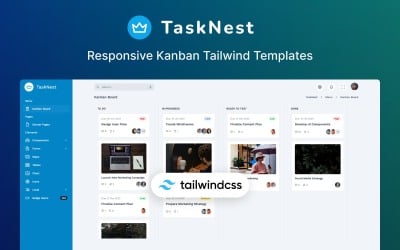 TaskNest - Responsive Kanban Tailwind Template