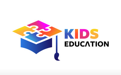 Kids education logo kids academy logo children graduation logo eLearning logo