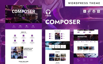 Tyoon - Portfólio de Músico e Site de Compositor WordPress Tema Elementor