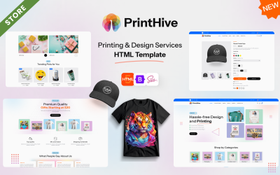 Print Hive - HTML šablona pro navrhování a malování online obchodu služeb