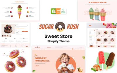 Sugar Rush - Cake &amp;amp; Bakkerij Snoepwinkel Shopify Thema