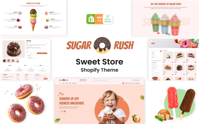 Sugar Rush - Tårta &amp;amp; Bakery Sweets Shop Shopify-tema