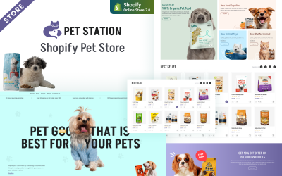 Pet Station - Магазин товаров для животных и домашних животных Shopify Тема