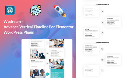 Wpdream - Plugin de línea de tiempo vertical avanzada para Elementor en WordPress