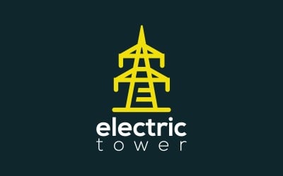 Letter E High Voltage Electric Transmission Tower Logo Design