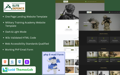 Elite Defense – HTML-mall på en sida för Millatary Academy och styrkor och armétjänster