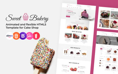 甜面包店-蛋糕店响应网站模板