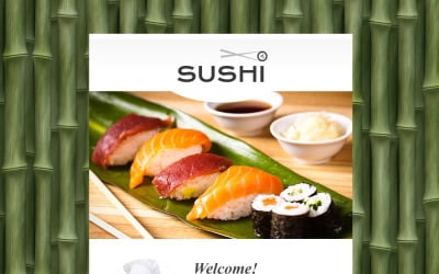 Modelo de boletim informativo responsivo de sushi bar