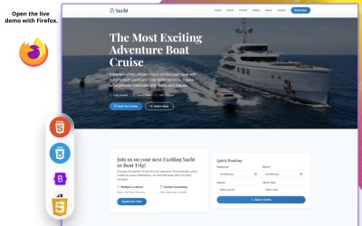 Modello di destinazione HTML per la prenotazione di yacht