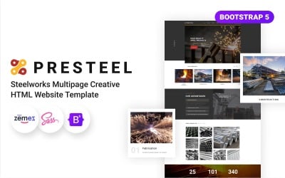 Pre钢 -钢铁厂多页创意HTML网站模板