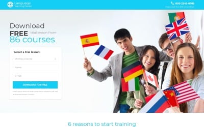 Language School Responsive Landing Page Template