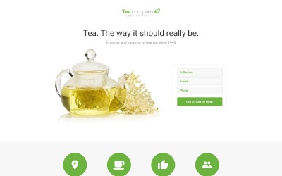 Tea Company -清洁的HTML目标页面模板的饮料商店