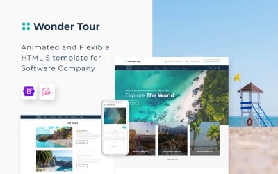 Wonder Tour - Modelo de site 引导 5 para agência de viagens simples