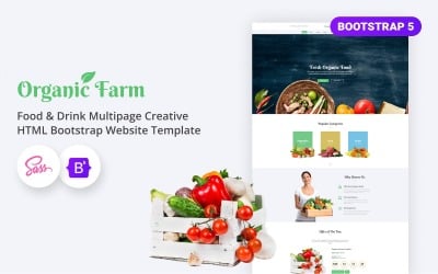 Органічне фермерське господарство - Їжа та напої Багатосторінковий творчий HTML шаблон Bootstrap веб-сайту