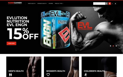 Hard Gainer - Tema Magento responsivo da loja de nutrição esportiva