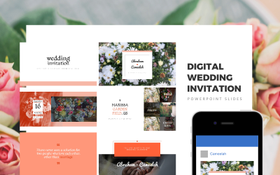Digitális esküvői meghívó, esküvői meghívó, esküvői ajándék PowerPoint sablon