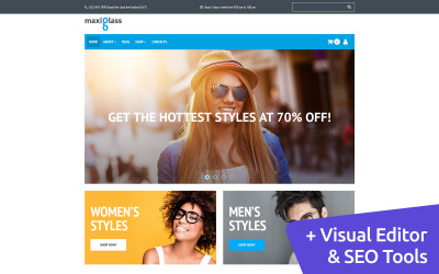 MaxiGlass - шаблон интернет-магазина очков MotoCMS для электронной коммерции