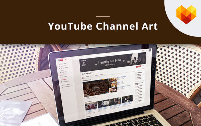 咖啡店Youtube频道艺术社交媒体模板