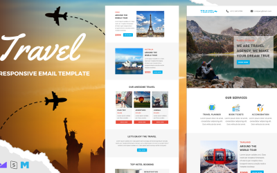 Reizen - Responsieve e-mail nieuwsbriefsjabloon