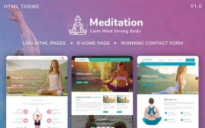 冥想-瑜伽，健身 &amp;amp; 冥想移动响应引导HTML网站模板