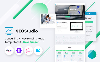 SEO工作室- HTML咨询与Novi Builder登陆页面模板