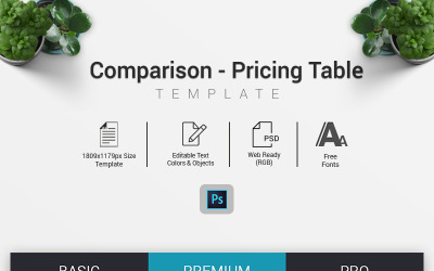 Jämförelse - Infografiska element för prissättningstabell