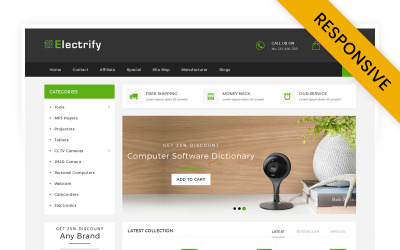 电气化数字商店OpenCart响应模板