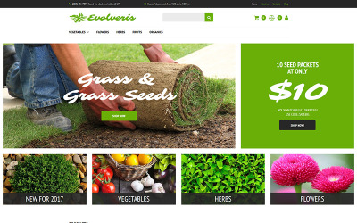 Evolveris - шаблон электронной коммерции MotoCMS для магазина садоводства и сельского хозяйства