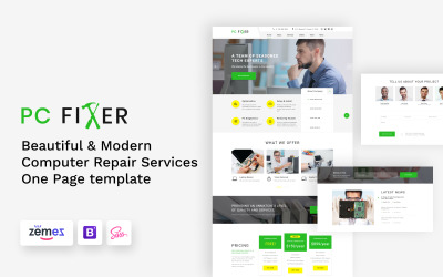 PC Fixer - Modello di pagina di destinazione HTML per servizi di riparazione computer