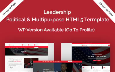 Modelo de site HTML5 político de liderança