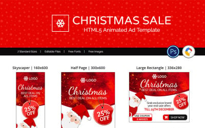 Shopping &amp; E-commerce | Christmas Sale Ads Animated Banner
