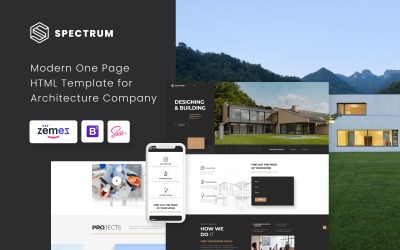 Spectrum - Architectuur Eén pagina moderne HTML-bestemmingspagina-sjabloon
